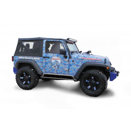 Jeep JK Wrangler, 2007-2018, 2 Door Rock Slider Kit (Phantom), Gray Hammertone, inserts not included.  Made in the USA.