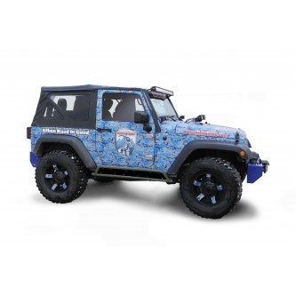 Jeep JK Wrangler, 2007-2018, 2 Door Rock Slider Kit (Phantom), Locas Green, inserts not included.  Made in the USA.