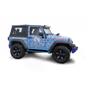 Jeep JK Wrangler, 2007-2018, 2 Door Rock Slider Kit (Phantom), Playboy Blue, inserts not included.  Made in the USA.