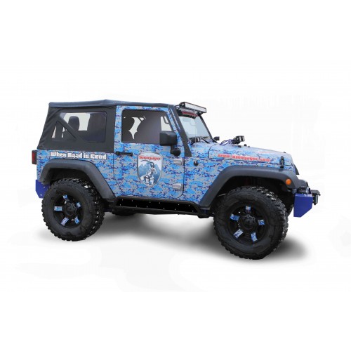 Jeep JK Wrangler, 2007-2018, 2 Door Rock Slider Kit (Phantom), Texturized Black, inserts not included.  Made in the USA.