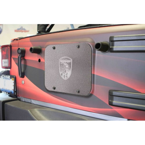 Jeep JK, 2007-2018,  Spare Tire Carrier Delete Plate Gray Hammertone.  Made in the USA.