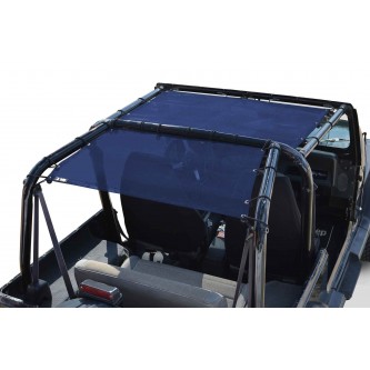 Jeep Wrangler YJ 1987-1995, TeddyÂ® Top, Solar Screen, Blue, Rear, Family Style Cage only, Made in the USA.