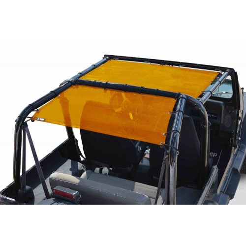 Jeep Wrangler YJ 1987-1995, TeddyÂ® Top, Solar Screen, Orange, Rear, Family Style Cage only, Made in the USA.