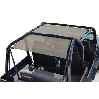 Jeep Wrangler YJ 1987-1995, TeddyÂ® Top, Solar Screen, Tan, Rear, Family Style Cage only, Made in the USA.