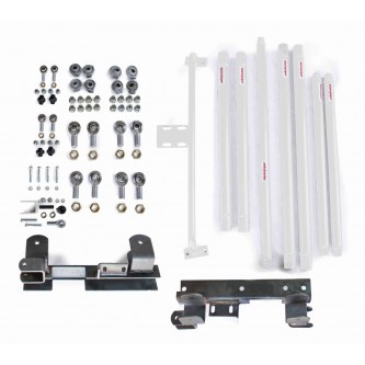 Long Arm Travel Kit, Chrome Moly Tubing, to fit the Jeep TJ. Fits TJ Wranglers with a 2-6 inch lift, Automatic Transmission. Cloud White. Made in the USA.