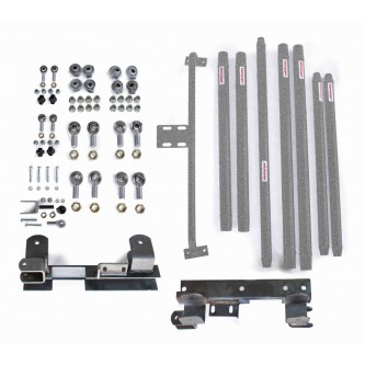 Long Arm Travel Kit, Chrome Moly Tubing, to fit the Jeep TJ. Fits TJ Wranglers with a 2-6 inch lift, Automatic Transmission. Gray Hammertone. Made in the USA.