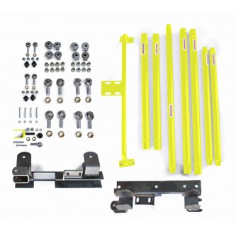 Long Arm Travel Kit, Chrome Moly Tubing, to fit the Jeep TJ. Fits TJ Wranglers with a 2-6 inch lift, Manual Transmission. Lemon Peel. Made in the USA.