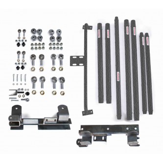 Long Arm Travel Kit, Chrome Moly Tubing, to fit the Jeep TJ. Fits TJ Wranglers with a 2-6 inch lift, Manual Transmission. Texturized Black. Made in the USA.