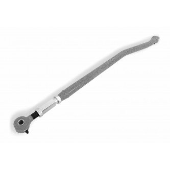 Rear Premium Panhard Bar for the Jeep TJ Wrangler, double adjustable. 4130 Chrome Moly Tubing. Fits 3-6 inch lifts.  Gray Hammertone.  Made in the USA.