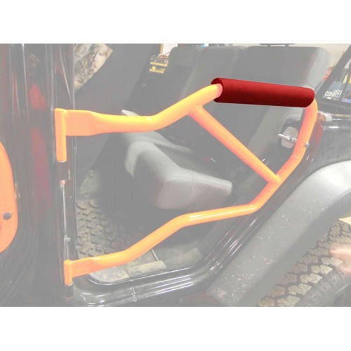 Jeep JK 2007-2018, Tube Door Arm Rest Kit, Rear (2 arm rests). Red. Made in the USA.