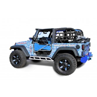 Jeep JK Wrangler, 2007-2018, 2 Door Rock Slider Kit (Bare Knuckles) Cloud White.  Made in the USA.