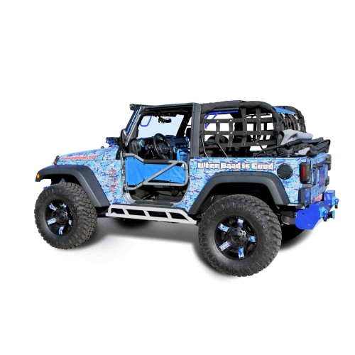 Jeep JK Wrangler, 2007-2018, 2 Door Rock Slider Kit (Bare Knuckles) Cloud White.  Made in the USA.