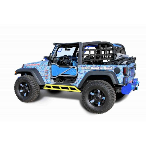 Jeep JK Wrangler, 2007-2018, 2 Door Rock Slider Kit (Bare Knuckles) Lemon Peel.  Made in the USA.