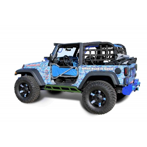 Jeep JK Wrangler, 2007-2018, 2 Door Rock Slider Kit (Bare Knuckles) Locas Green.  Made in the USA.