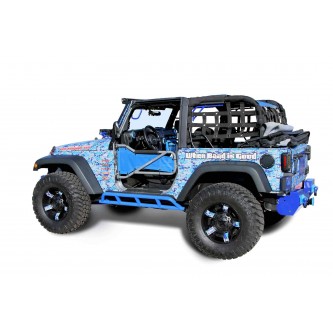 Jeep JK Wrangler, 2007-2018, 2 Door Rock Slider Kit (Bare Knuckles) Playboy Blue.  Made in the USA.