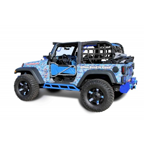 Jeep JK Wrangler, 2007-2018, 2 Door Rock Slider Kit (Bare Knuckles) Playboy Blue.  Made in the USA.