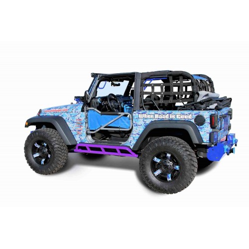 Jeep JK Wrangler, 2007-2018, 2 Door Rock Slider Kit (Bare Knuckles) Sinbad Purple.  Made in the USA.