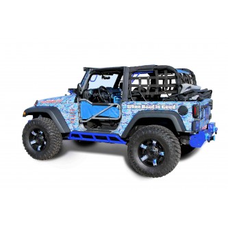 Jeep JK Wrangler, 2007-2018, 2 Door Rock Slider Kit (Bare Knuckles) Southwest Blue.  Made in the USA.