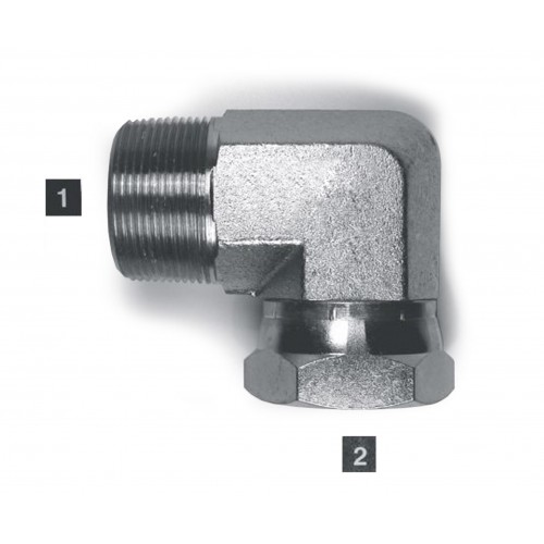 1501-08-04, Hydraulic Adapters, Elbow, 90Â°, Male-Female, Swivel, Pipe (NPTF) - Pipe (NPSM), 1/2-14, 1/4-18   