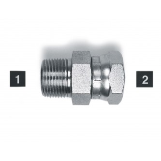 1404-08-04, Hydraulic Adapters, Union, Male-Female, Swivel, Pipe (NPTF) - Pipe (NPSM), 1/2-14, 1/4-18   