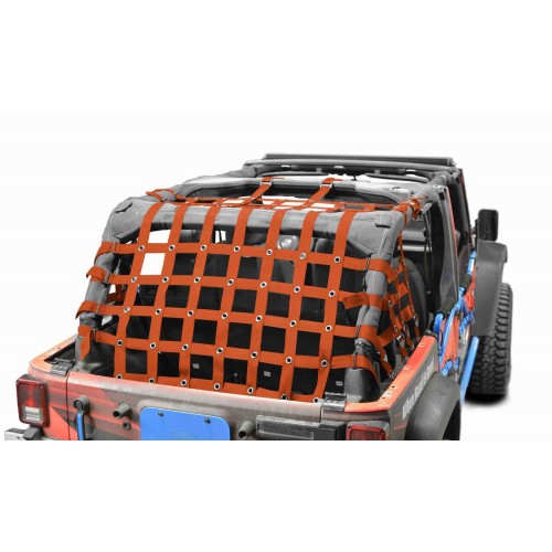 Cargo Net, Jeep JKU, 4 Door Kit, 2 inch webbing, Orange