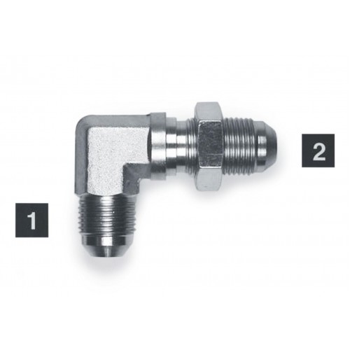 2701LN-08-08, Hydraulic Adapters, Elbow, 90Â°, Male, Bulkhead, JIC, 3/4-16, 3/4-16   