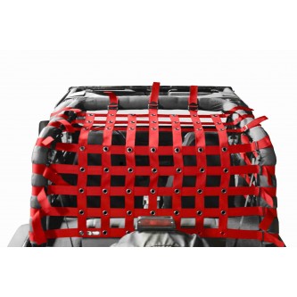 TeddyÂ® Top Cargo Net Kit, Jeep YJ, 2 inch webbing, Red