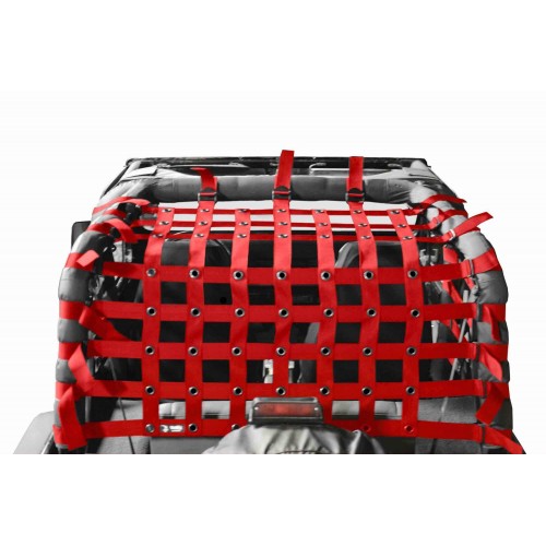 TeddyÂ® Top Cargo Net Kit, Jeep YJ, 2 inch webbing, Red