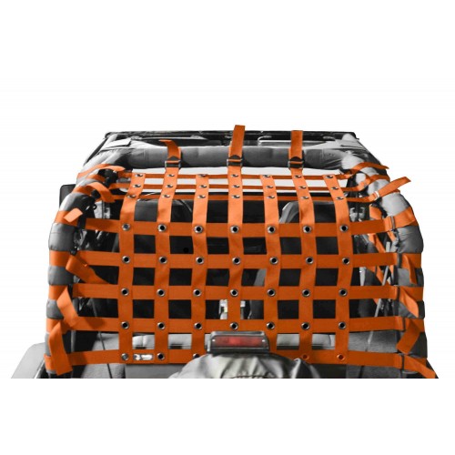 TeddyÂ® Top Cargo Net Kit, Jeep YJ, 2 inch webbing, Orange