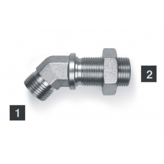 FS2702LN-06-06, Hydraulic Adapters, Elbow, 45Â°, Male, Bulkhead, OFS, 11/16-16, 11/16-16   