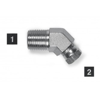 1503-08-06, Hydraulic Adapters, Elbow, 45Â°, Male-Female, Swivel, Pipe (NPTF) - Pipe (NPSM), 1/2-14, 3/8-18   