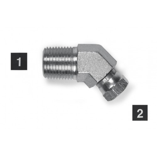 1503-08-04, Hydraulic Adapters, Elbow, 45Â°, Male-Female, Swivel, Pipe (NPTF) - Pipe (NPSM), 1/2-14, 1/4-18   