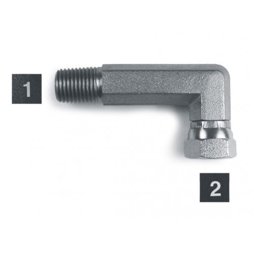 1501L-06-06, Hydraulic Adapters, Elbow, 90Â°, Male-Female, Swivel, Long, Pipe (NPTF) - Pipe (NPSM), 3/8-18, 3/8-18   