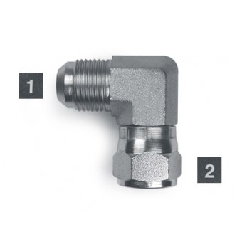 6500-08-08, Hydraulic Adapters, Elbow, 90Â°, Male-Female, Swivel, JIC, 3/4-16, 3/4-16   