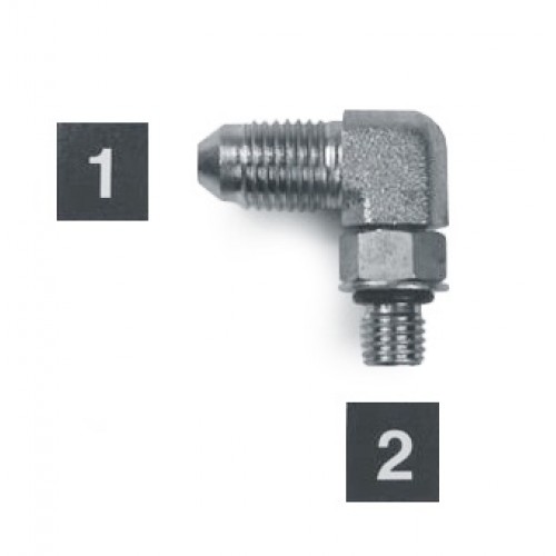 6801-04-05, Hydraulic Adapters, Elbow, 90Â°, Male, JIC-ORB, 7/16-20, 1/2-20   