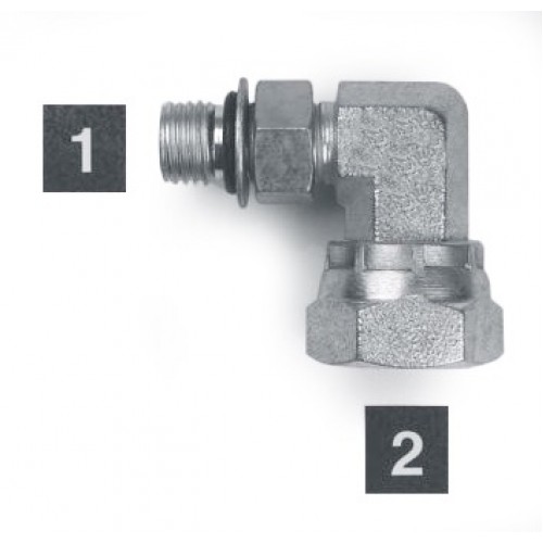 6901-08-04, Hydraulic Adapters, Elbow, 90Â°, Male-Female, Swivel, ORB-Pipe (NPSM), 3/4-16, 1/4-18   