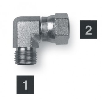 FS6500-04-04, Hydraulic Adapters, Elbow, 90Â°, Male-Female, Swivel, OFS, 9/16-18, 9/16-18   