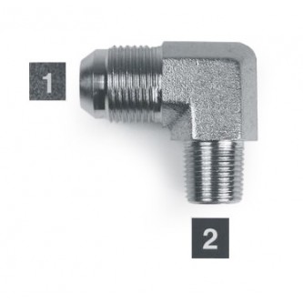 2501-08-08, Hydraulic Adapters, Elbow, 90Â°, Male, JIC-Pipe (NPTF), 3/4-16, 1/2-14   