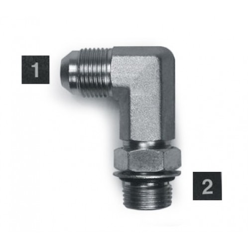 6801L-08-08, Hydraulic Adapters, Elbow, 90Â°, Male, Long XL, JIC-ORB, 3/4-16, 3/4-16   