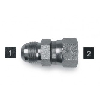 6504-04-04, Hydraulic Adapters, Union, Male-Female, Swivel, JIC, 7/16-20, 7/16-20   