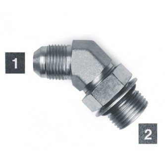 6802-06-06, Hydraulic Adapters, Elbow, 45Â°, Male, JIC-ORB, 9/16-18, 9/16-18   