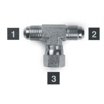 6600-04-04-04, Hydraulic Adapters, Tee, Branch, Swivel, M-M-F, JIC, 7/16-20, 7/16-20 7/16-20  