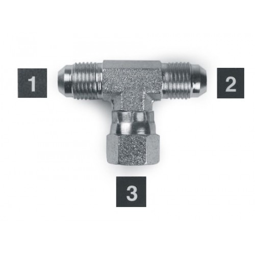 6600-08-08-08, Hydraulic Adapters, Tee, Branch, Swivel, M-M-F, JIC, 3/4-16, 3/4-16 3/4-16  