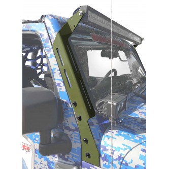 Jeep JK 2007-2018, A-Pillar Bracket Kit for 50 inch Light Bar. Locas Green.  Made in the USA.