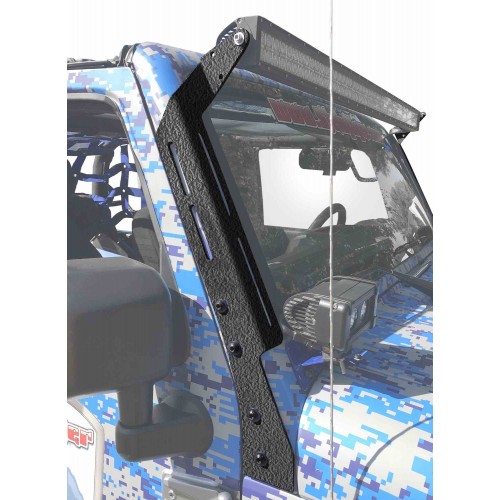 Jeep JK 2007-2018, A-Pillar Bracket Kit for 50 inch Light Bar. Texturized Black.  Made in the USA.