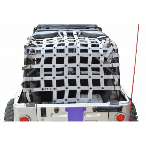 Jeep Wrangler LJ, TeddyÂ® Top Cargo Net Kit, 2 inch webbing, Gray.  Made in the USA