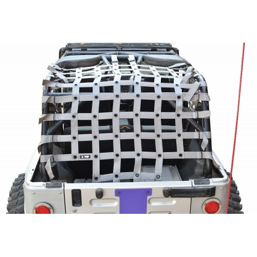 Jeep Wrangler LJ, TeddyÂ® Top Cargo Net Kit, 2 inch webbing, Gray.  Made in the USA