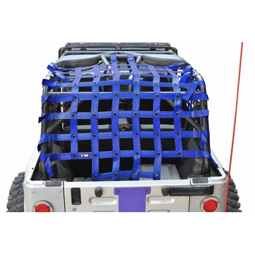 Jeep Wrangler LJ, TeddyÂ® Top Cargo Net Kit, 2 inch webbing, Blue.  Made in the USA