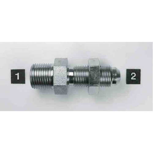 2706LN-06-06, Hydraulic Adapters, Union, Male, Bulkhead, Pipe (NPTF)-JIC, 3/8-18, 9/16-18   