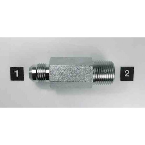 2404L-06-06, Hydraulic Adapters, Union, Male, Long, JIC-Pipe (NPTF), 9/16-18, 3/8-18   